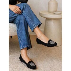 barbo Black and Silver Flats with Ornate Design